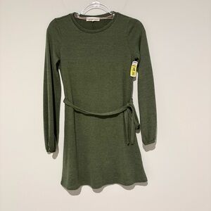 Rewind Super Soft Long Sleeve Dress Heather size XS Green NWT